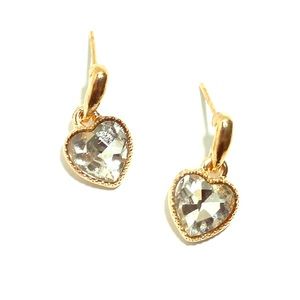 Fashion Gold Crystal Heart Dangle Earrings NWT